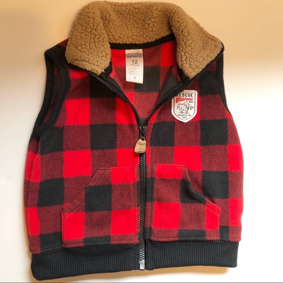 Carters Black and Red Plaid Vest - Picture 3 of 6